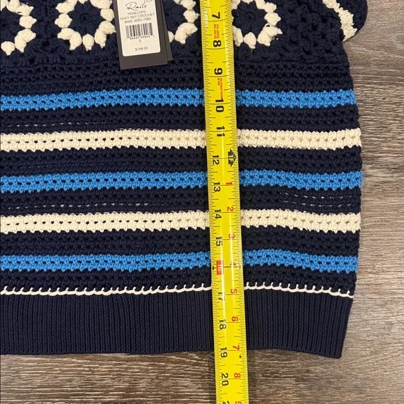 NWT Rails Penelope Crochet Top Sweater Blue Navy  
Striped Size S Flutter Sleeve - Picture 11 of 13